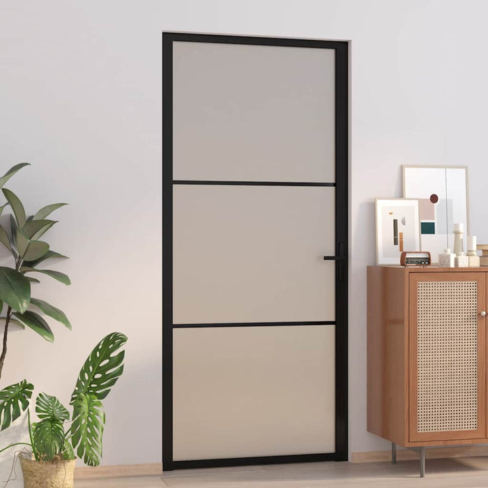 Ușă de interior, 93x201,5 cm, sticlă neagră mată și aluminiu - WALTI WALTI