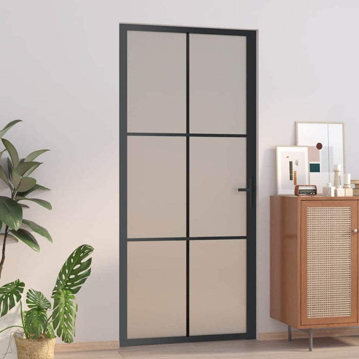 Ușă de interior, 93x201,5 cm, sticlă neagră mată și aluminiu - WALTI WALTI