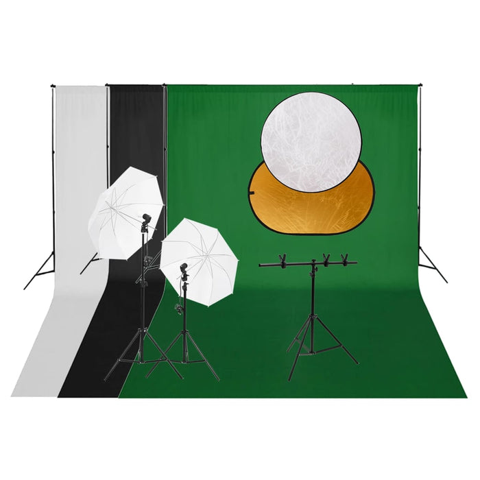Kit studio foto cu set de lumini, fundal și reflector WALTI