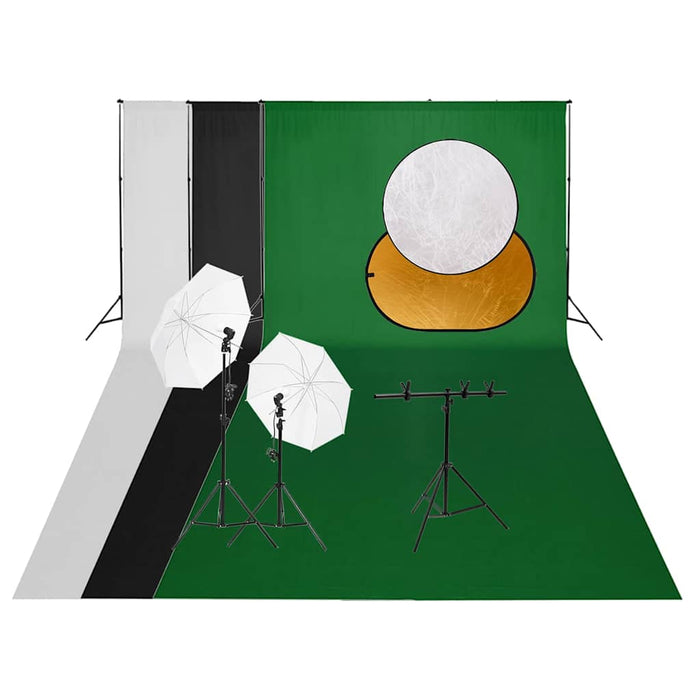 Kit studio foto cu set de lumini, fundal și reflector WALTI