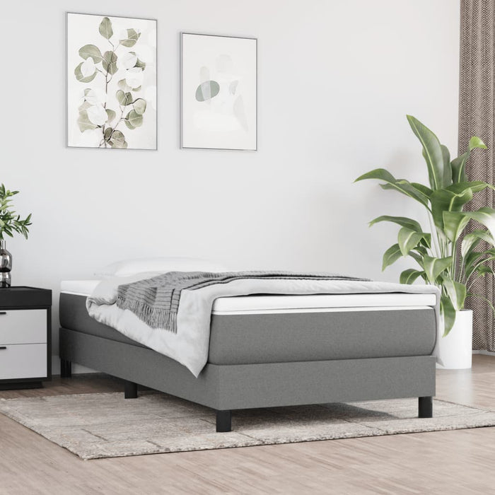 Pat box spring cu saltea, gri închis, 80x200 cm, textil WALTI