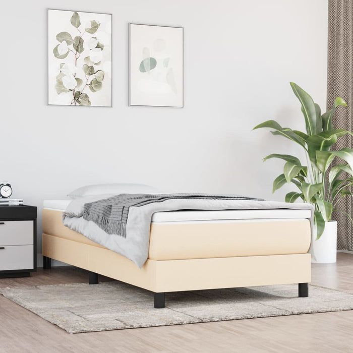 Pat box spring cu saltea, crem, 90x190 cm, textil - WALTI WALTI