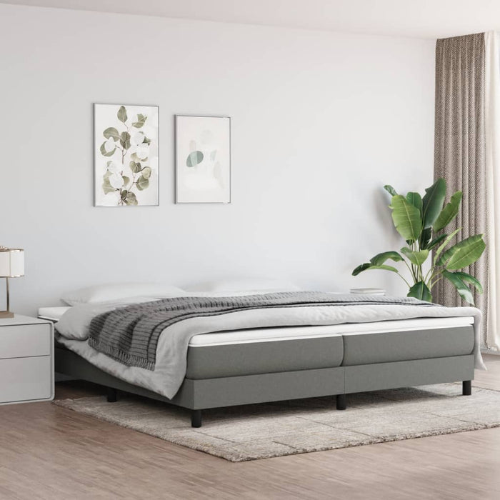 Pat box spring cu saltea, gri închis, 200x200 cm, textil - WALTI WALTI