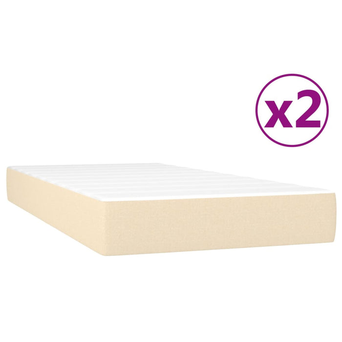 Pat box spring cu saltea, crem, 200x200 cm, textil - WALTI WALTI