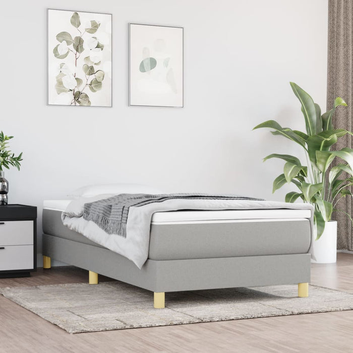 Pat box spring cu saltea, gri deschis, 90x190 cm, textil - WALTI WALTI