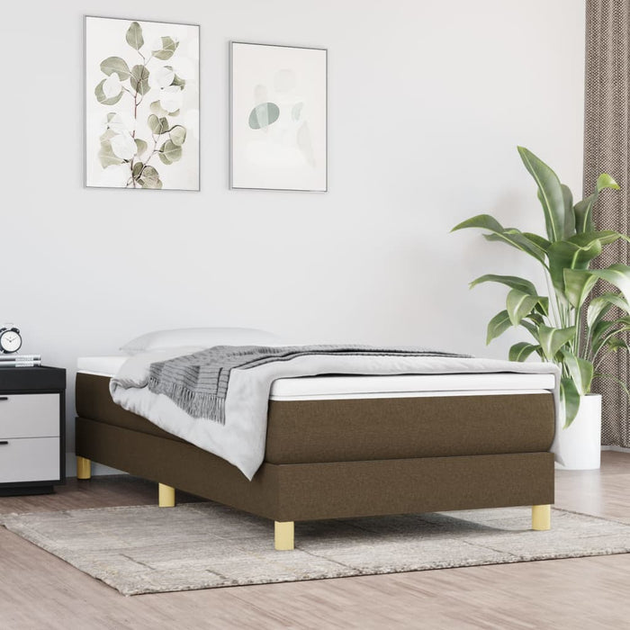 Pat box spring cu saltea, maro închis, 90x190 cm, textil WALTI