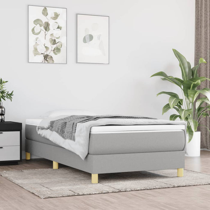 Pat box spring cu saltea, gri deschis, 90x200 cm, textil - WALTI WALTI
