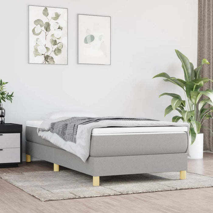 Pat box spring cu saltea, gri deschis, 100x200 cm, textil - WALTI WALTI