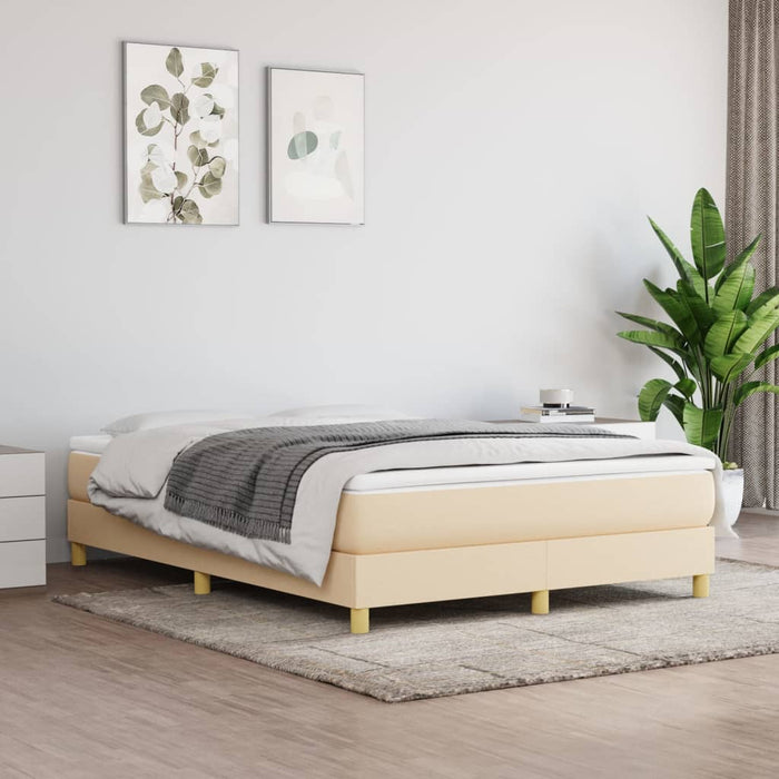 Pat box spring cu saltea, crem, 140x200 cm, textil - WALTI WALTI