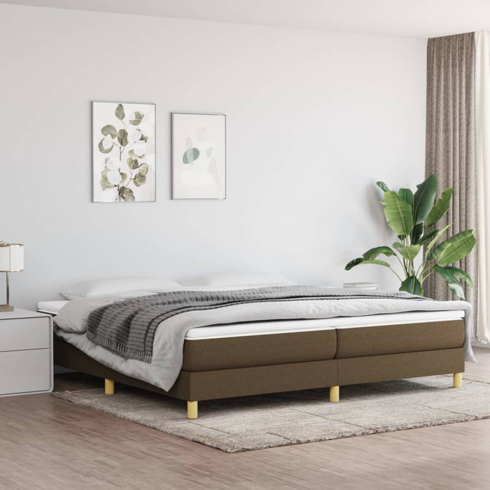Pat box spring cu saltea, maro închis, 200x200 cm, textil WALTI