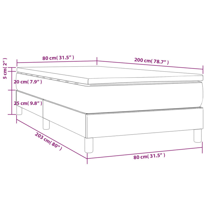 Pat box spring cu saltea, crem, 80x200 cm, piele ecologică - WALTI WALTI