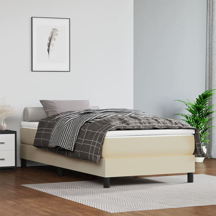 Pat box spring cu saltea, crem, 80x200 cm, piele ecologică - WALTI WALTI