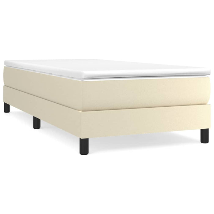 Pat box spring cu saltea, crem, 90x190 cm, piele ecologică - WALTI WALTI