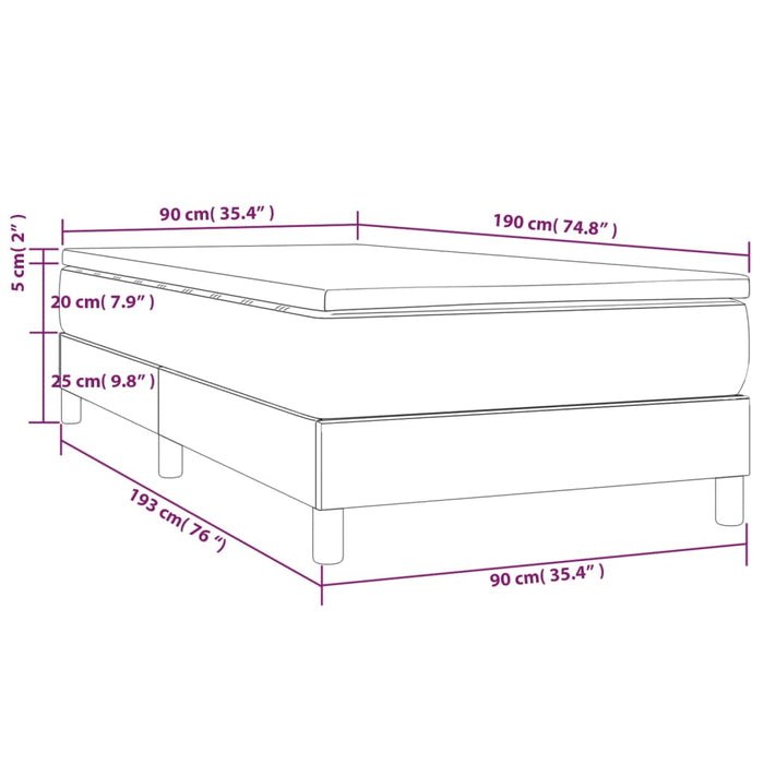 Pat box spring cu saltea, crem, 90x190 cm, piele ecologică - WALTI WALTI