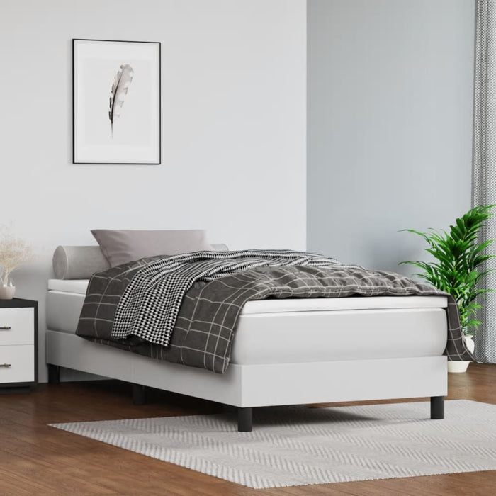 Pat box spring cu saltea, alb, 90x200 cm, piele ecologică - WALTI WALTI