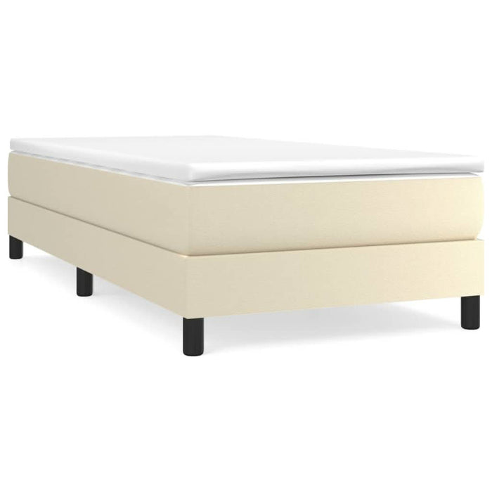 Pat box spring cu saltea, crem, 90x200 cm, piele ecologică - WALTI WALTI