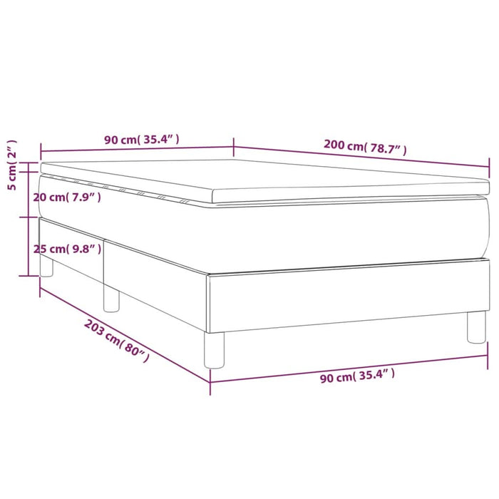 Pat box spring cu saltea, crem, 90x200 cm, piele ecologică - WALTI WALTI