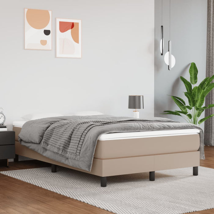Pat box spring cu saltea, cappuccino, 120x200cm piele ecologică - WALTI WALTI