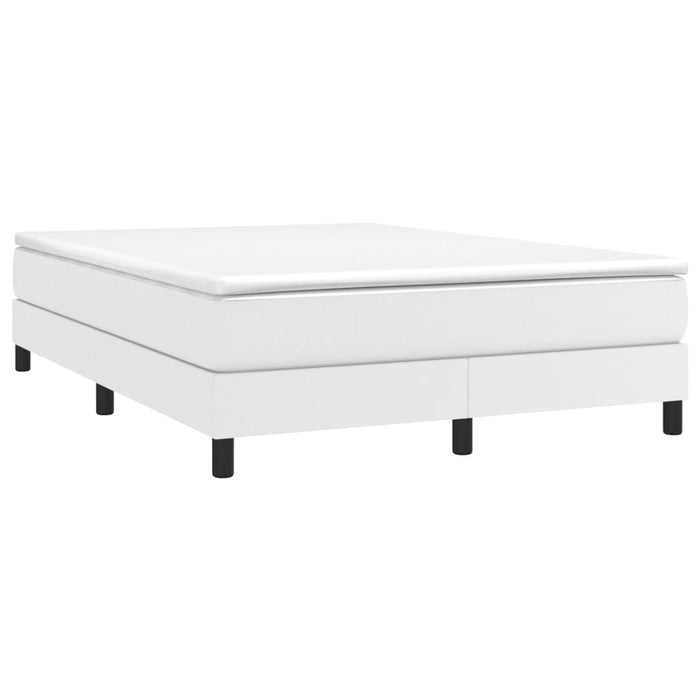 Pat box spring cu saltea, alb, 140x190 cm, piele ecologică - WALTI WALTI