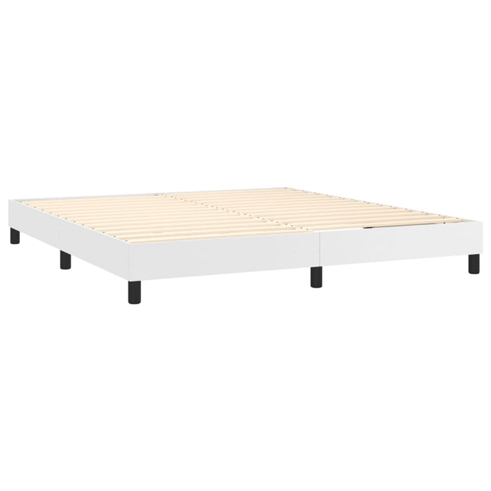 Pat box spring cu saltea, alb, 160x200 cm, piele ecologică - WALTI WALTI