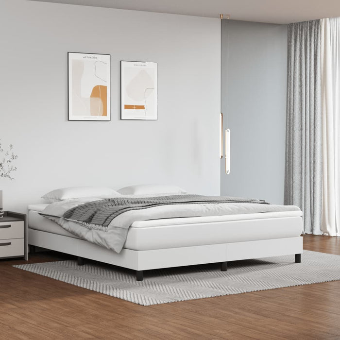 Pat box spring cu saltea, alb, 160x200 cm, piele ecologică - WALTI WALTI