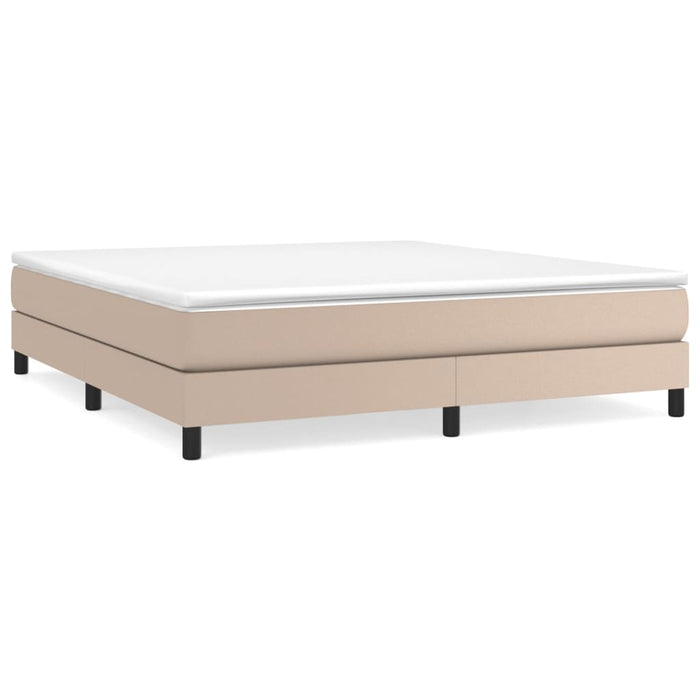 Pat box spring cu saltea, cappuccino, 180x200cm piele ecologică WALTI