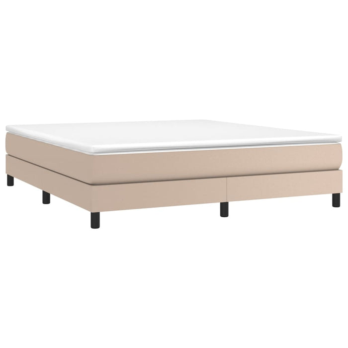Pat box spring cu saltea, cappuccino, 180x200cm piele ecologică WALTI