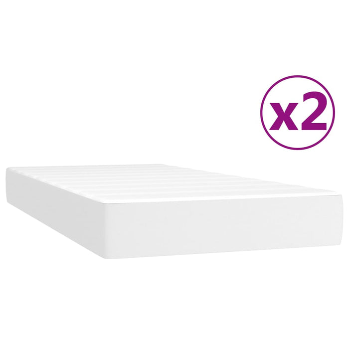 Pat box spring cu saltea, alb, 200x200 cm, piele ecologică - WALTI WALTI