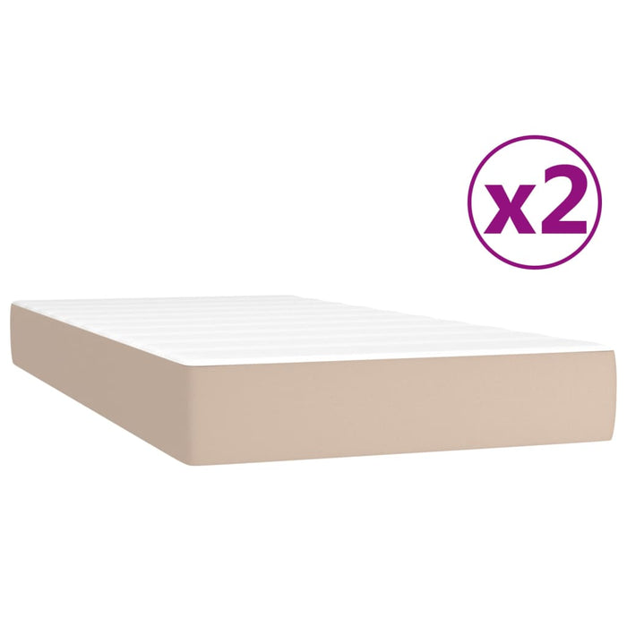 Pat continental cu saltea, cappuccino, 200x200 cm, piele eco WALTI