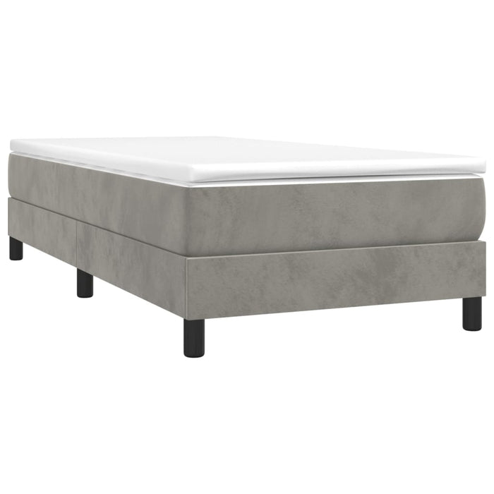 Pat box spring cu saltea, gri deschis, 80x200 cm, catifea - WALTI WALTI