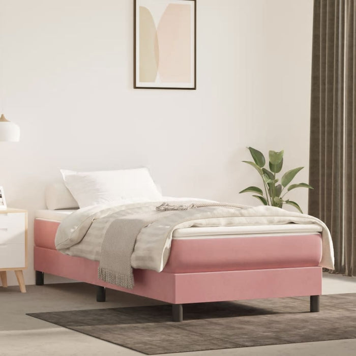 Pat box spring cu saltea, roz, 80x200 cm, catifea WALTI