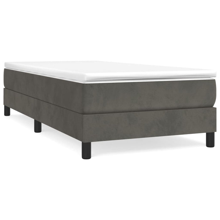 Pat box spring cu saltea, gri închis, 90x190 cm, catifea - WALTI WALTI