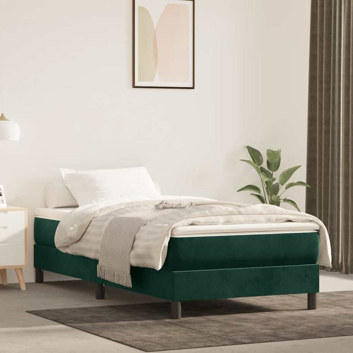 Pat box spring cu saltea, verde închis, 90x190 cm, catifea - WALTI WALTI
