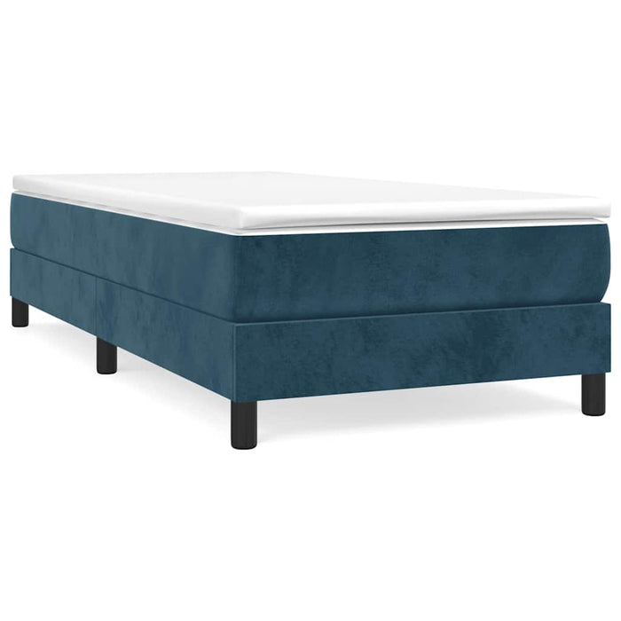 Pat box spring cu saltea, albastru închis, 90x200 cm, catifea - WALTI WALTI