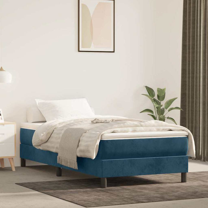 Pat box spring cu saltea, albastru închis, 90x200 cm, catifea - WALTI WALTI
