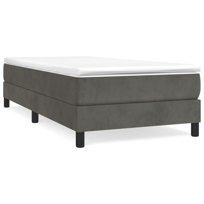 Pat box spring cu saltea, gri închis, 100x200 cm, catifea - WALTI WALTI