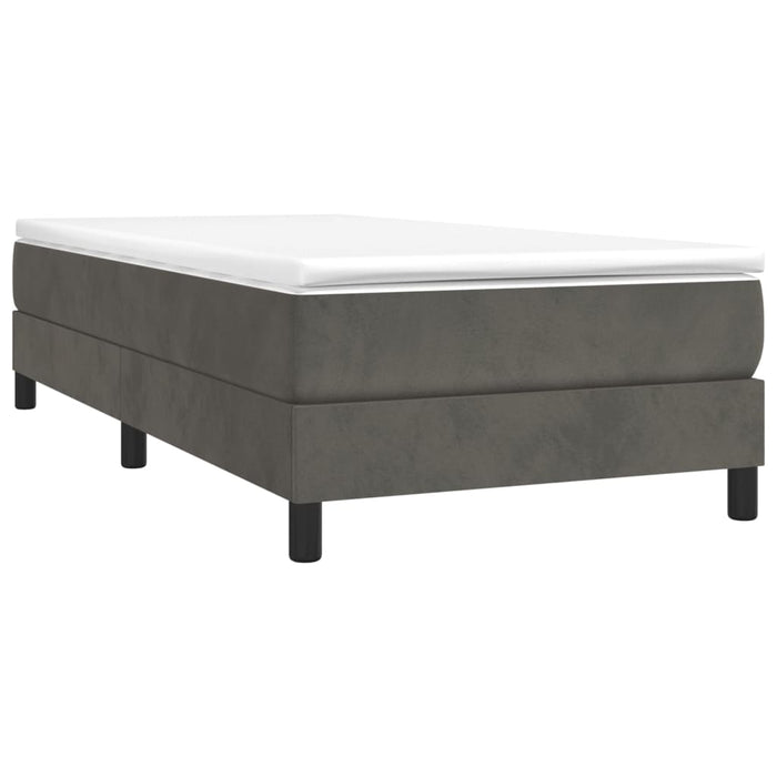 Pat box spring cu saltea, gri închis, 100x200 cm, catifea - WALTI WALTI