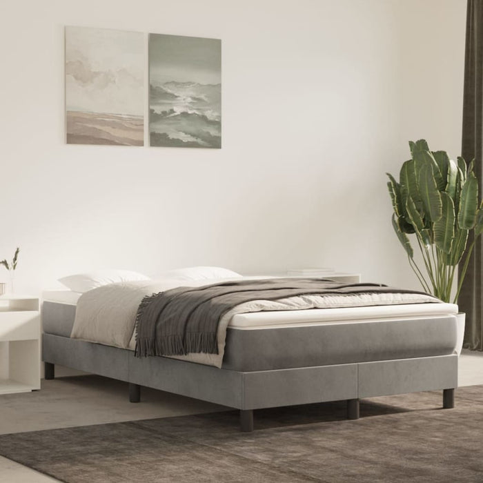 Pat box spring cu saltea, gri deschis, 120x200 cm, catifea - WALTI WALTI