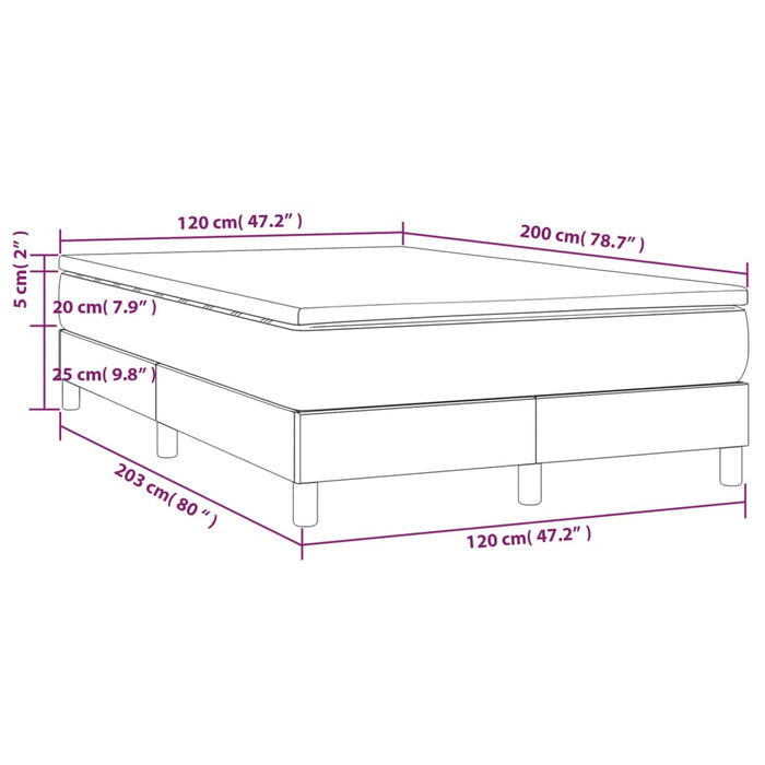 Pat box spring cu saltea, negru, 120x200 cm, catifea - WALTI WALTI
