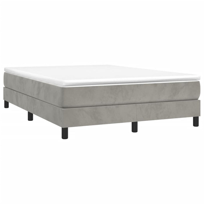 Pat box spring cu saltea, gri deschis, 140x190 cm, catifea - WALTI WALTI