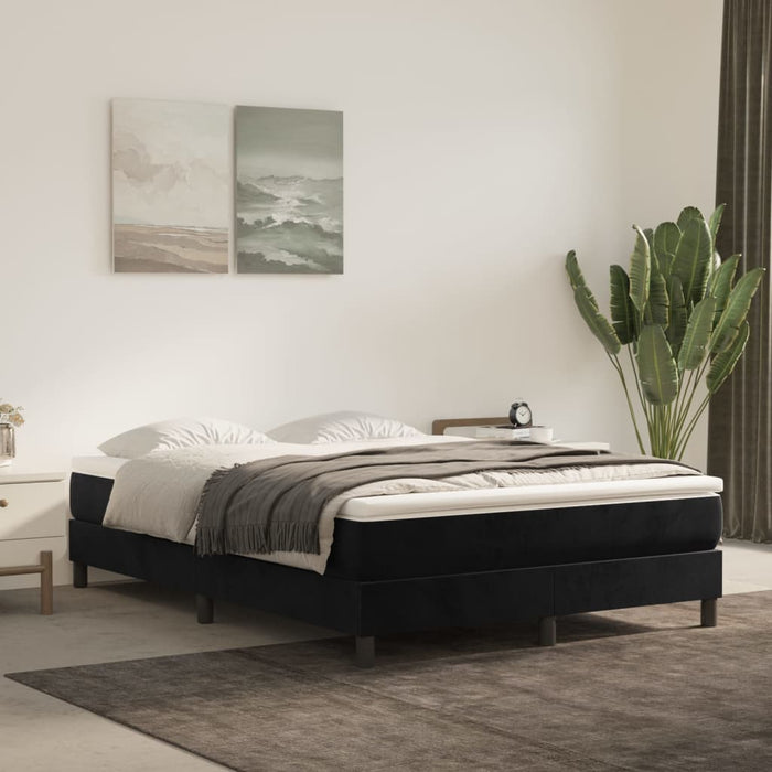 Pat box spring cu saltea, negru, 140x190 cm, catifea - WALTI WALTI