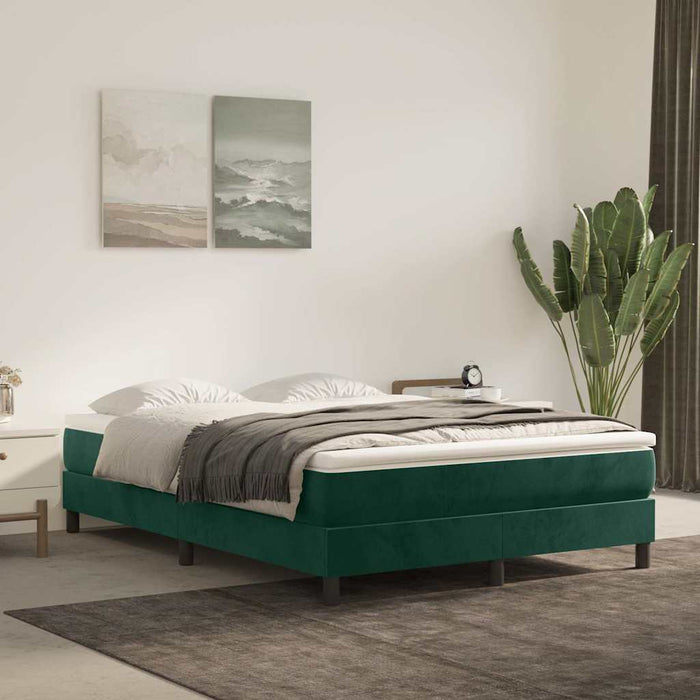 Pat box spring cu saltea, verde închis, 140x190 cm, catifea - WALTI WALTI