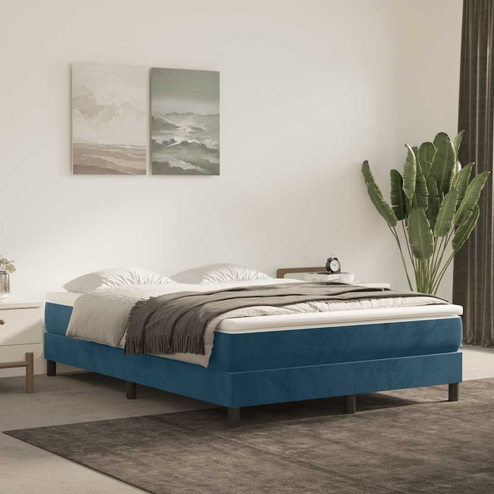 Pat box spring cu saltea, albastru închis, 140x190 cm, catifea - WALTI WALTI