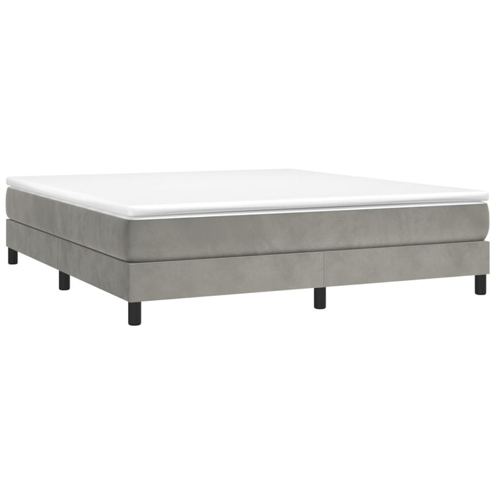 Pat box spring cu saltea, gri deschis, 160x200 cm, catifea - WALTI WALTI