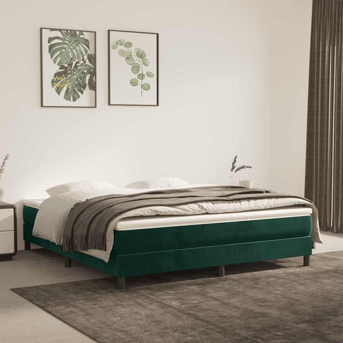 Pat box spring cu saltea, verde închis, 160x200 cm, catifea - WALTI WALTI
