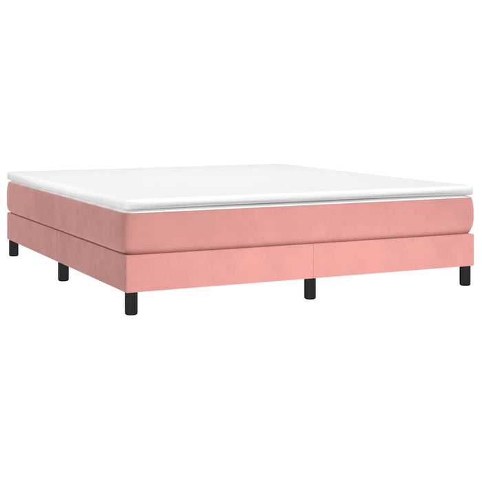 Pat box spring cu saltea, roz, 160x200 cm, catifea - WALTI WALTI
