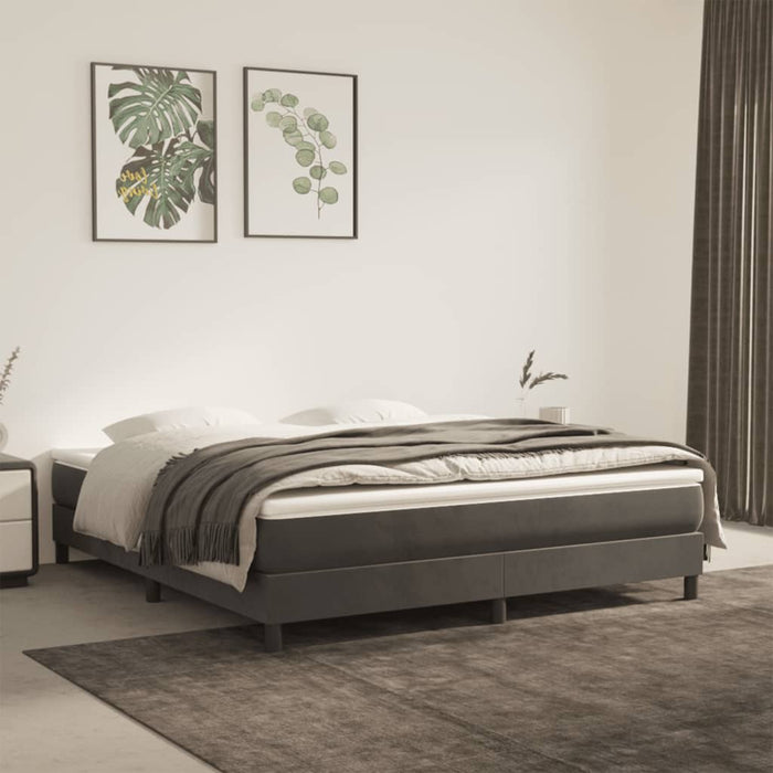 Pat box spring cu saltea, gri închis, 180x200 cm, catifea - WALTI WALTI
