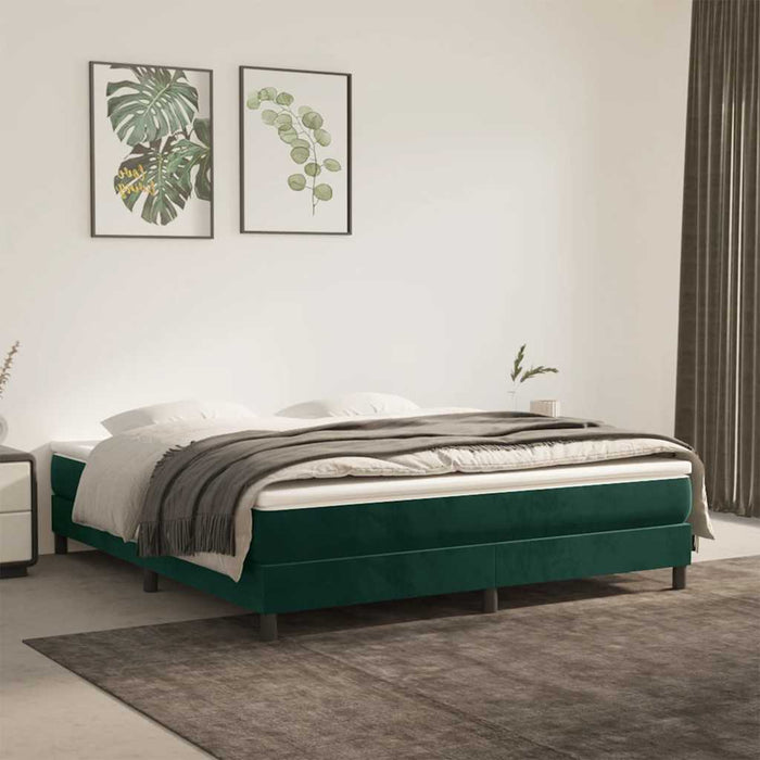 Pat box spring cu saltea, verde închis, 180x200 cm, catifea - WALTI WALTI