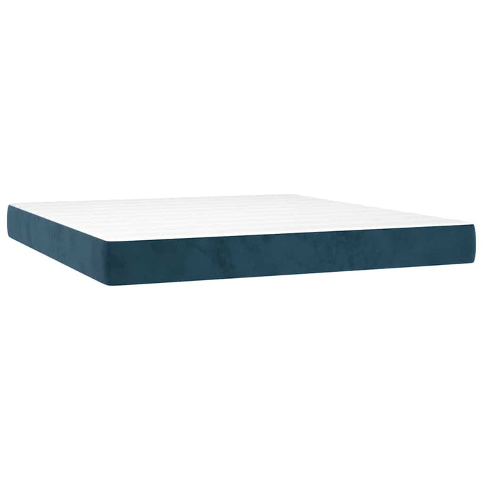 Pat box spring cu saltea, albastru închis, 180x200 cm, catifea - WALTI WALTI
