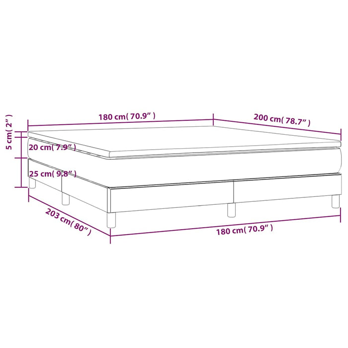 Pat box spring cu saltea, albastru închis, 180x200 cm, catifea - WALTI WALTI